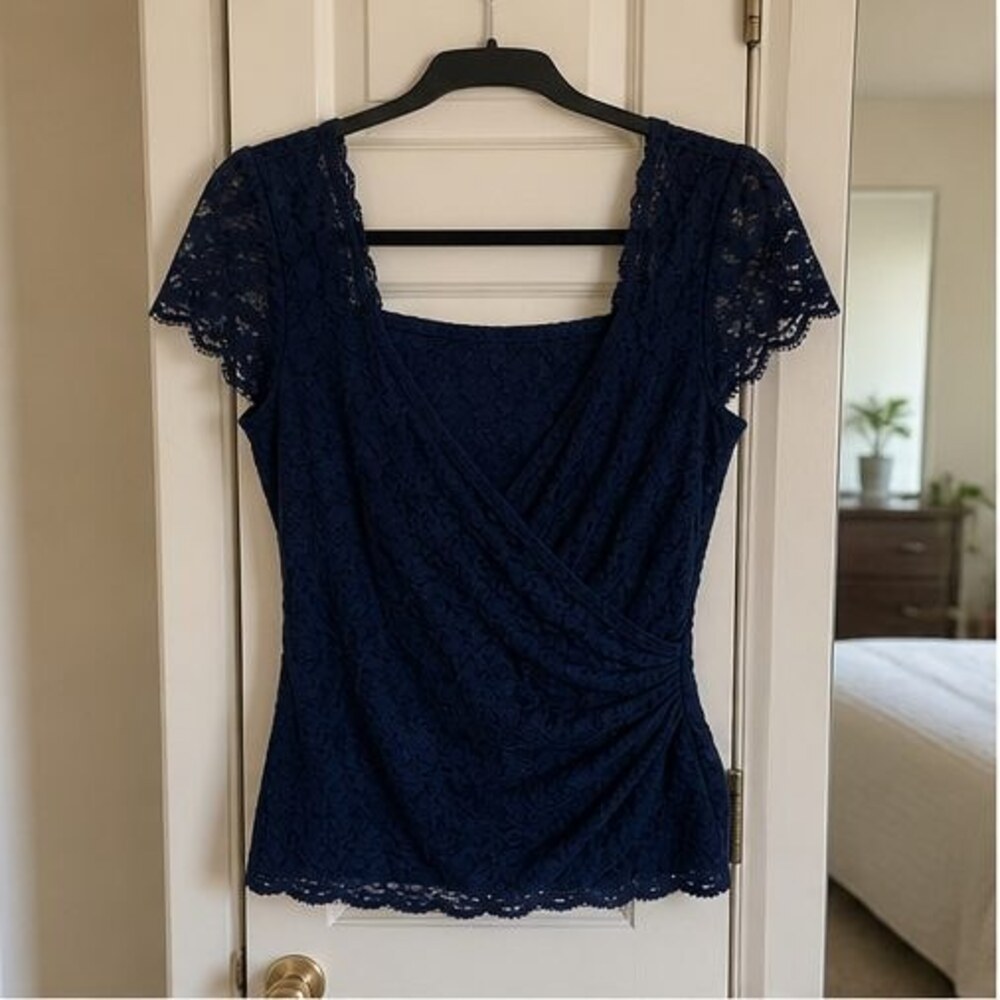 Navy Smocked Top